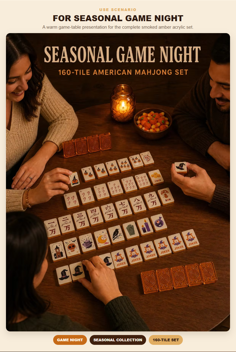 160-Tile Halloween Acrylic American Mahjong Set detail
