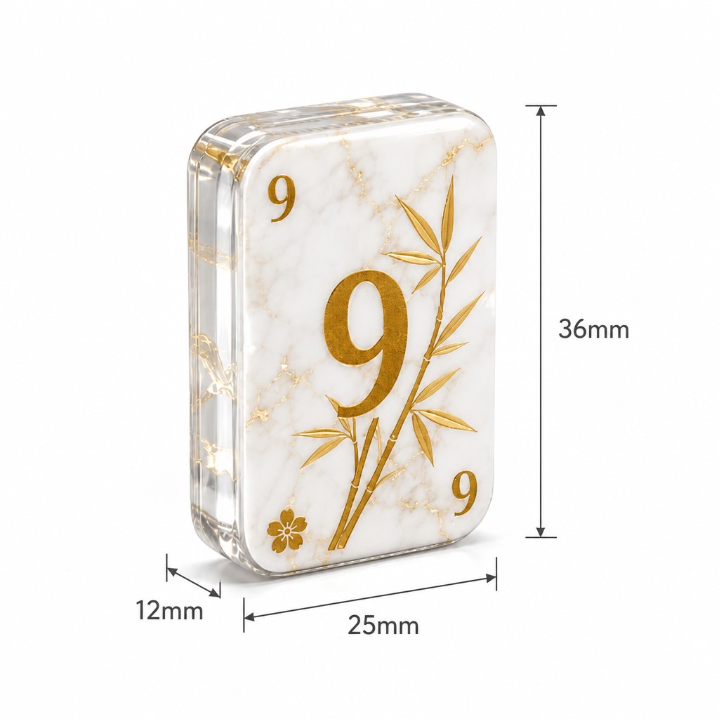 160-Tile Marble Acrylic American Mahjong Set — Gold Engraving detail