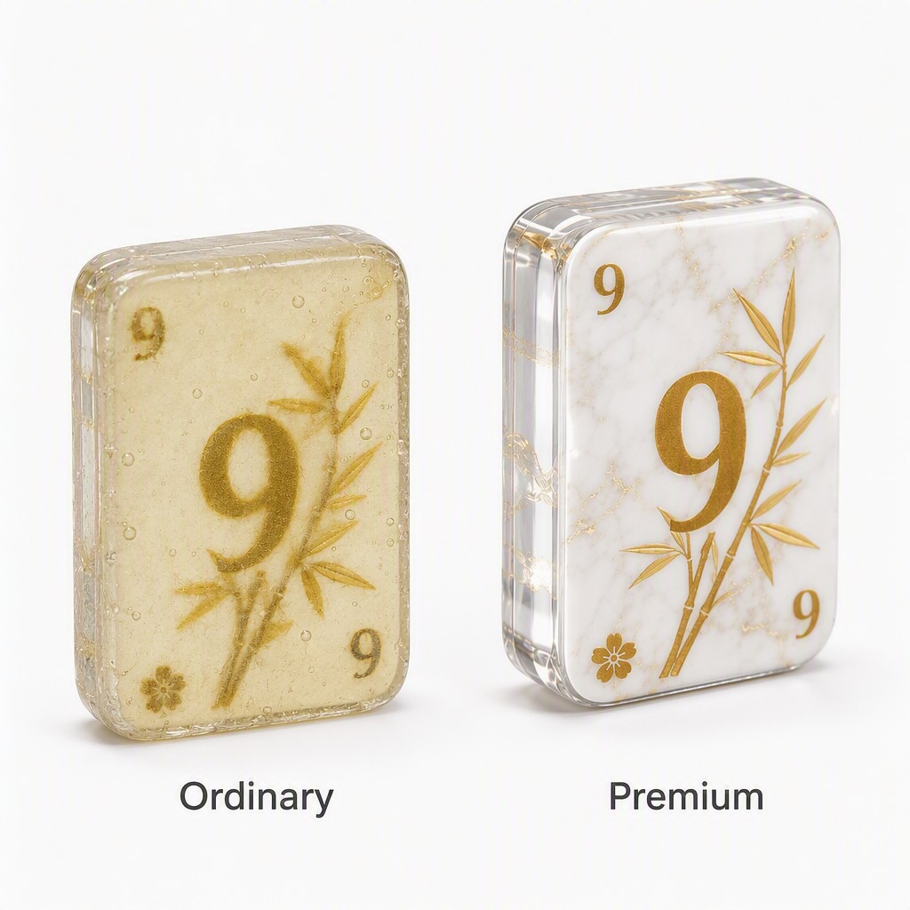 160-Tile Marble Acrylic American Mahjong Set — Gold Engraving view 3